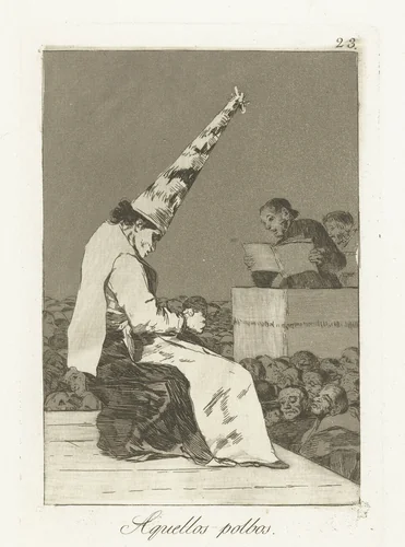 Stofdeeltjes by Francisco de Goya, print, 1797-1799
