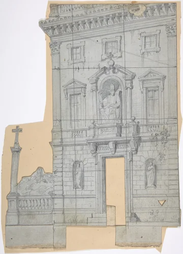 Design for a Stage Set at the Opéra, Paris: Building Façade by Eugène Cicéri, drawing, 1830-1890