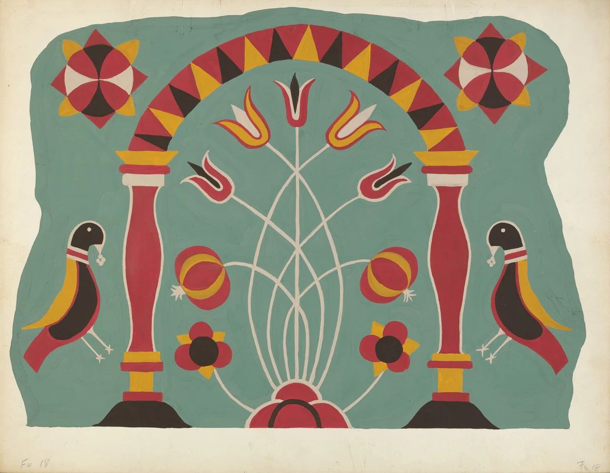 Study for Proposed Portfolio "Decorated Chests of Rural Pennsylvania" by American 20th Century, index of american design, 1941