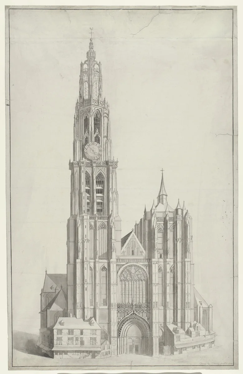 Kathedraal te Antwerpen by Ignatius Joseph van den Berghe, drawing, 1781