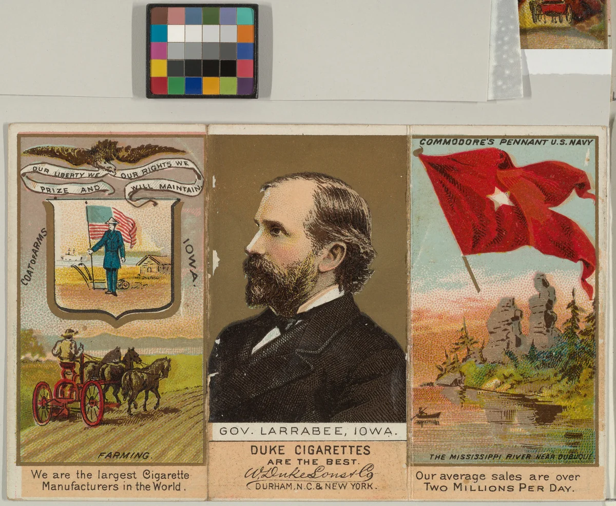 Governor Larrabee, Iowa, from "Governors, Arms, Etc." series (N133-2), issued by Duke Sons & Co. by W. Duke, Sons & Co., print, 1885-1892