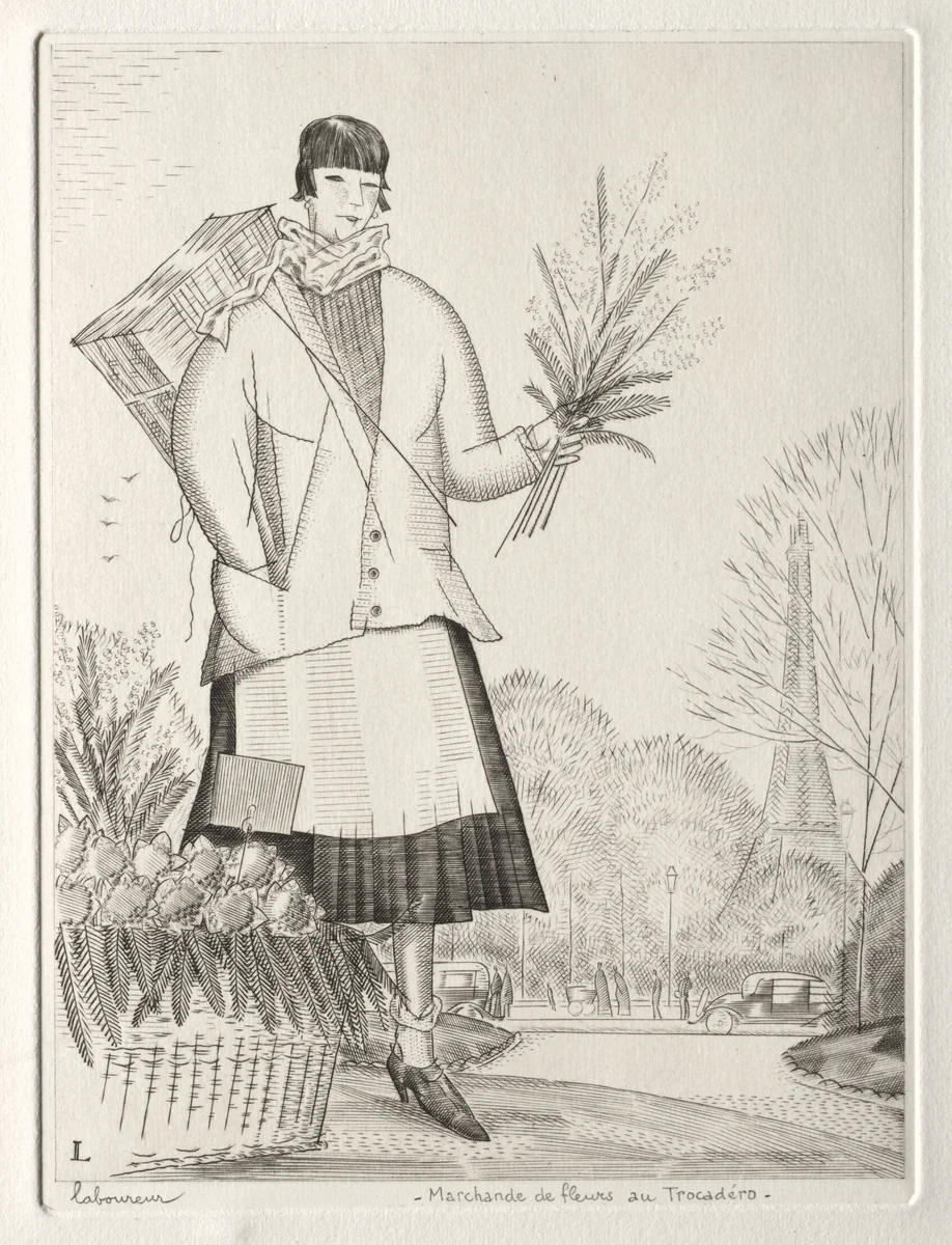 Flower Seller at the Trocadéro by Jean-Émile Laboureur, print, 1931