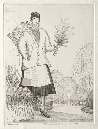 Flower Seller at the Trocadéro by Jean-Émile Laboureur, print, 1931
