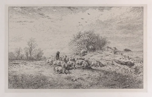 The Truffle Hunter by Charles Jacque, print, 1845