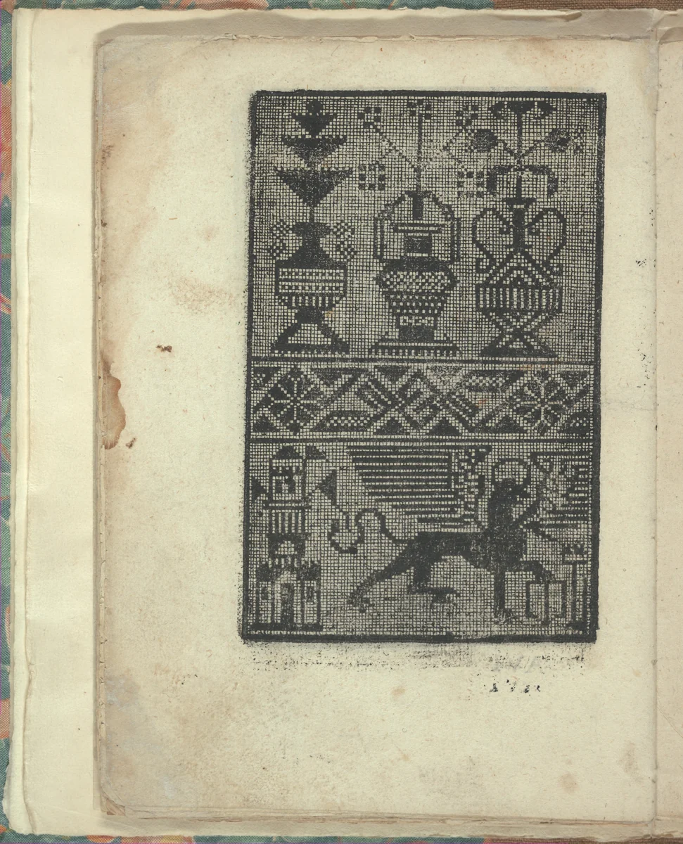 Opera Nova Universali intitulata Corona di racammi, page 26 (verso) by Giovanni Andrea Vavassore, book, 1530