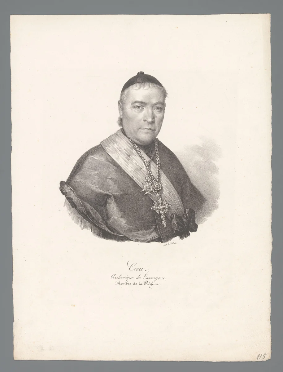 Portret van de aartsbisschop van Tarragona Jaime Creus Martí by anonymous, print, 1823