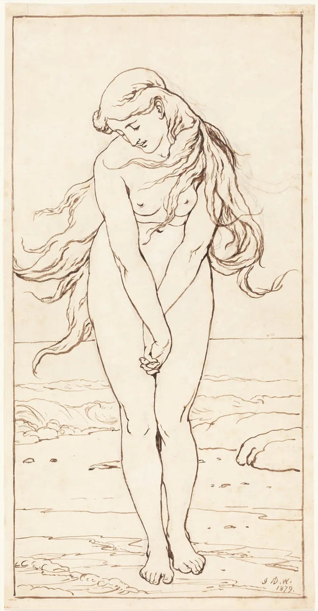 Standing Nude with Crossed Arms by John Dawson Watson, drawing, 1879