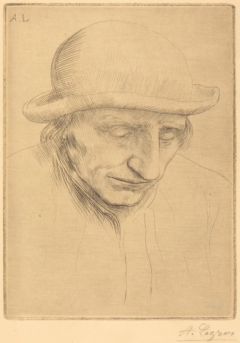 Peasant in a Round Hat (Paysan avec chapeau rond) by Alphonse Legros, print, 1837-1911
