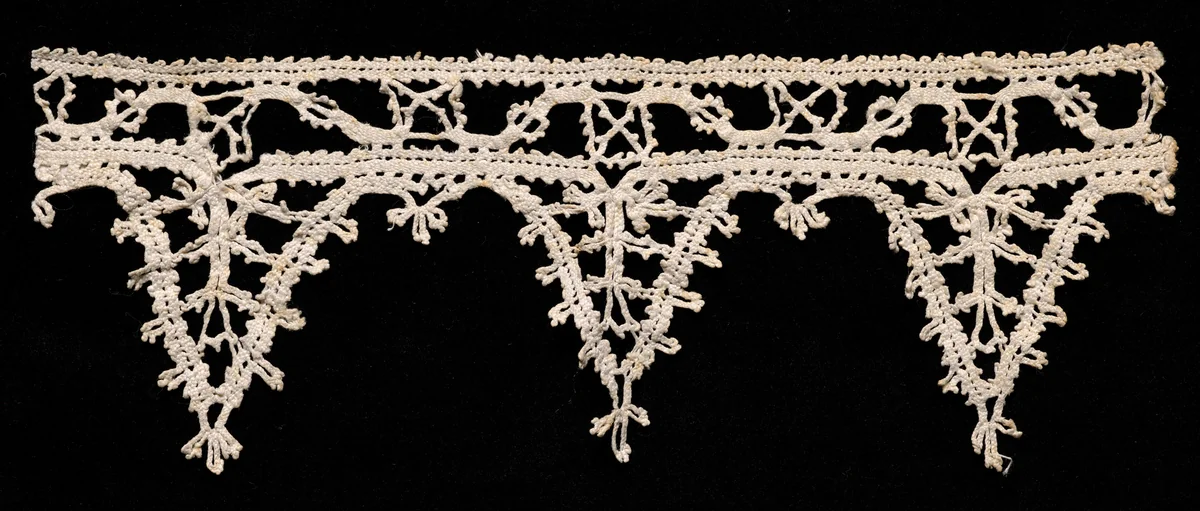 Bobbin Lace Edging with Points by Unknown, textile, 1500-1699