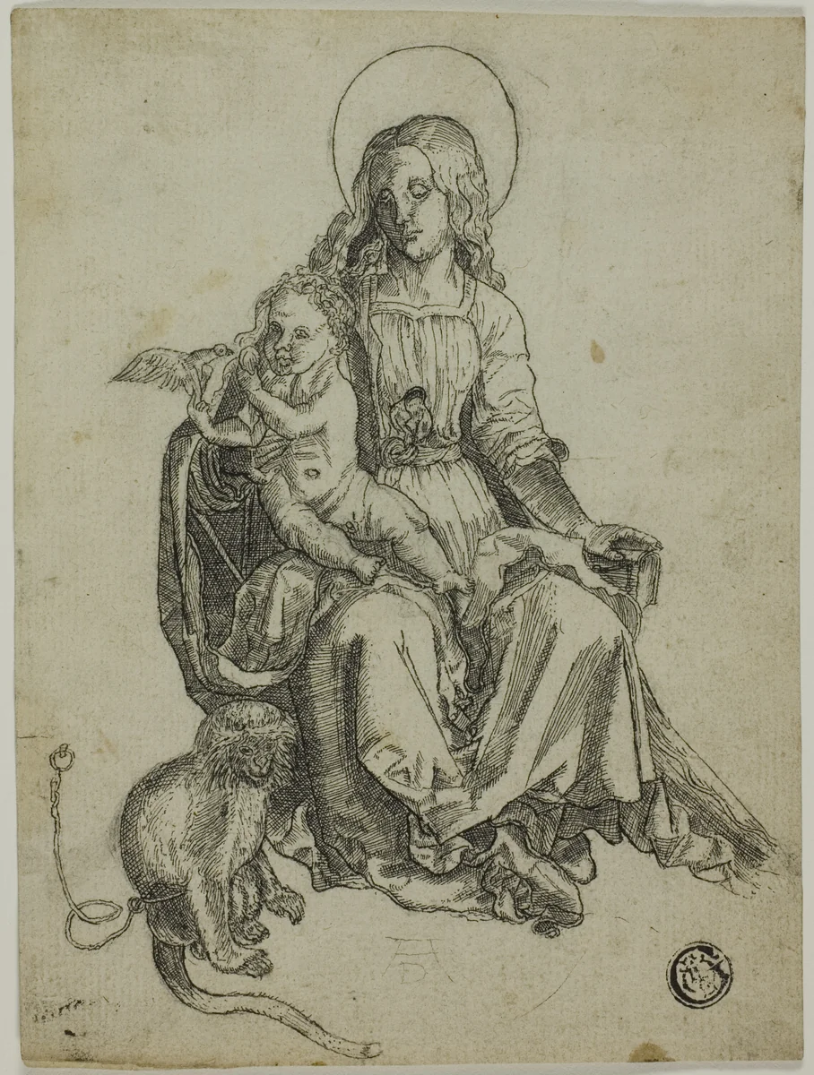 Madonna with the Monkey by Albrecht Dürer, drawing, 1498-1528