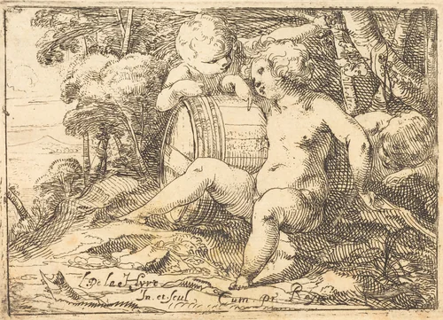 Three Bacchic Children by Laurent de La Hyre, print, 1620-1630