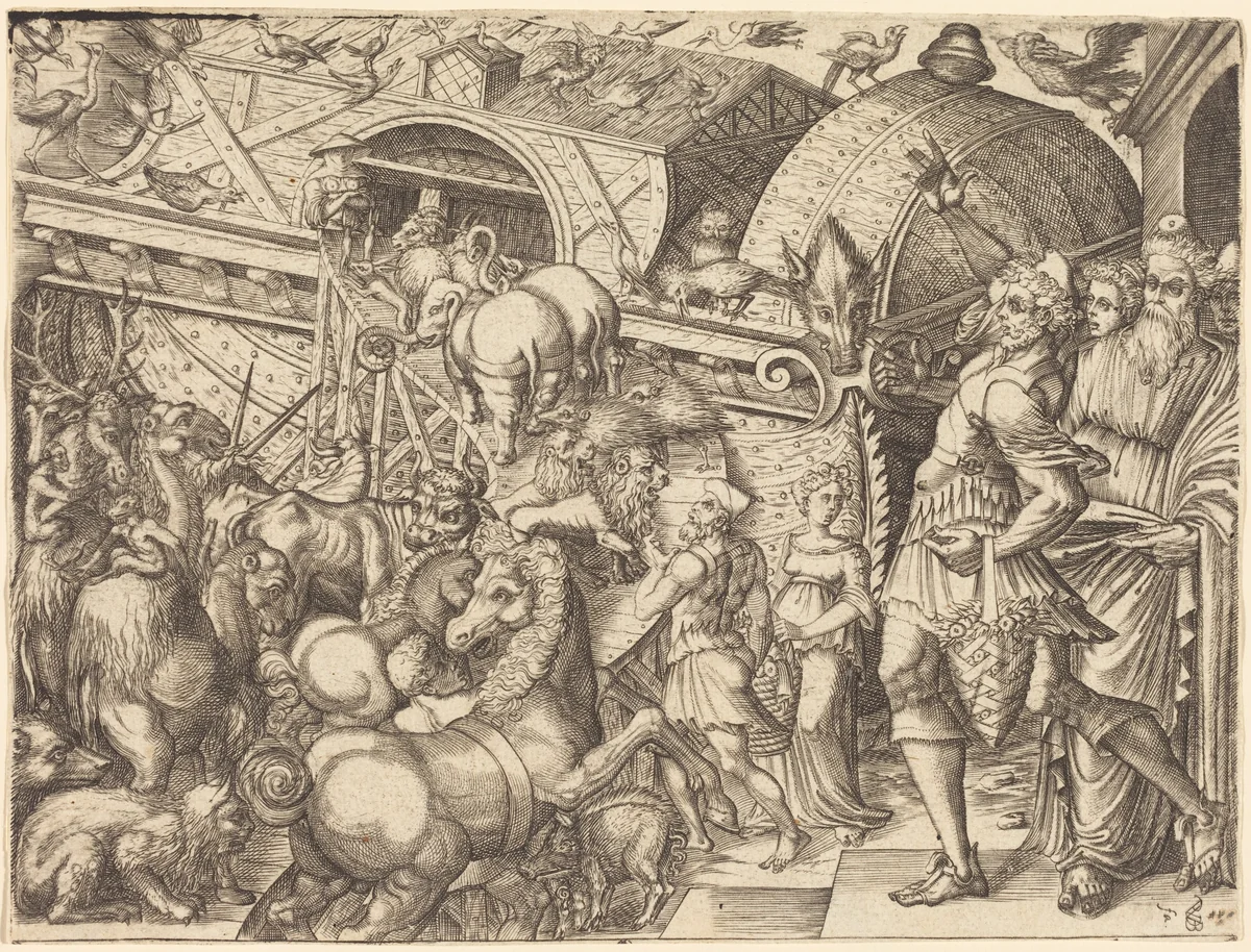 Noah's Ark by Pierre II Woeiriot de Bouzey, print, 1532-1599