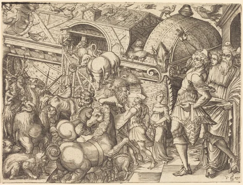 Noah's Ark by Pierre II Woeiriot de Bouzey, print, 1532-1599