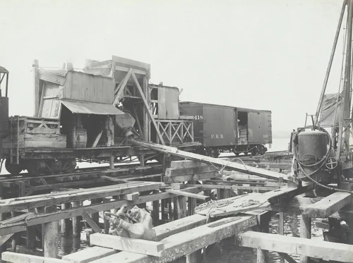 Panama R.R. new docks. Front view of concrete mixing plant for caissons, Pier No. 7 by Unidentified Photographer, photograph, 1915
