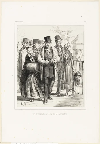 A Sunday in the botanical gardens, plate 320 from Souvenirs d’artistes by Honoré-Victorin Daumier, print, 1862