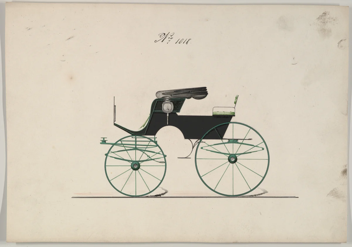 Design for Stanhope Phaeton, no. 1018 by Brewster & Co., drawing, 1850-1874