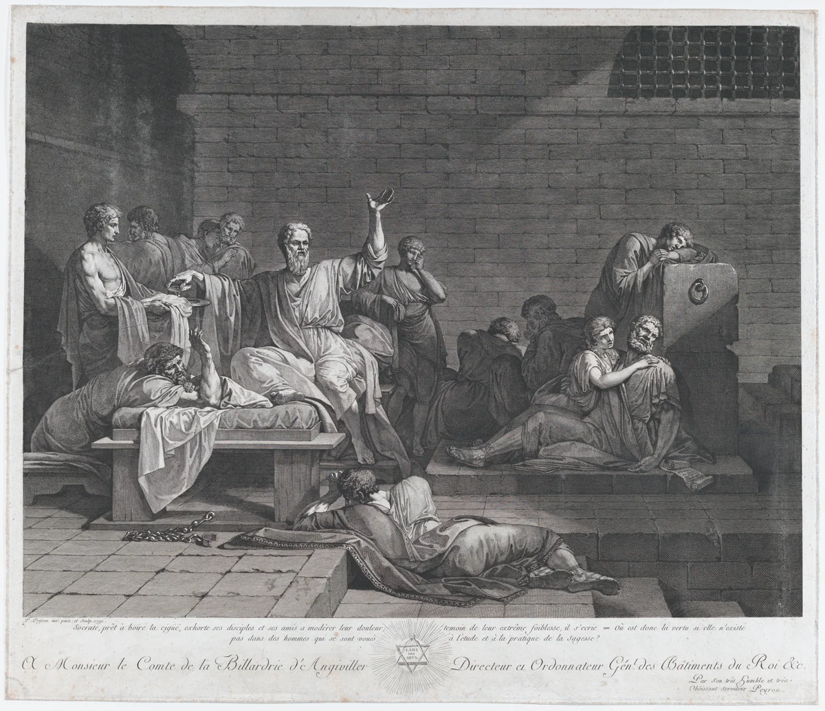 The Death of Socrates by Pierre Peyron, print, 1790