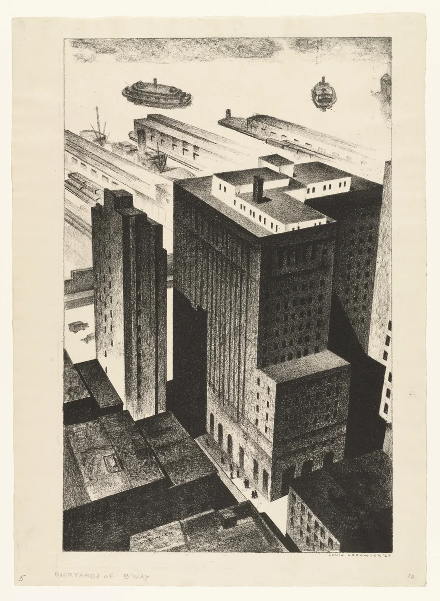 Backyards of Broadway by Louis Lozowick, print, 1926