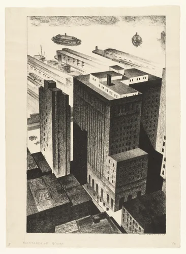 Backyards of Broadway by Louis Lozowick, print, 1926