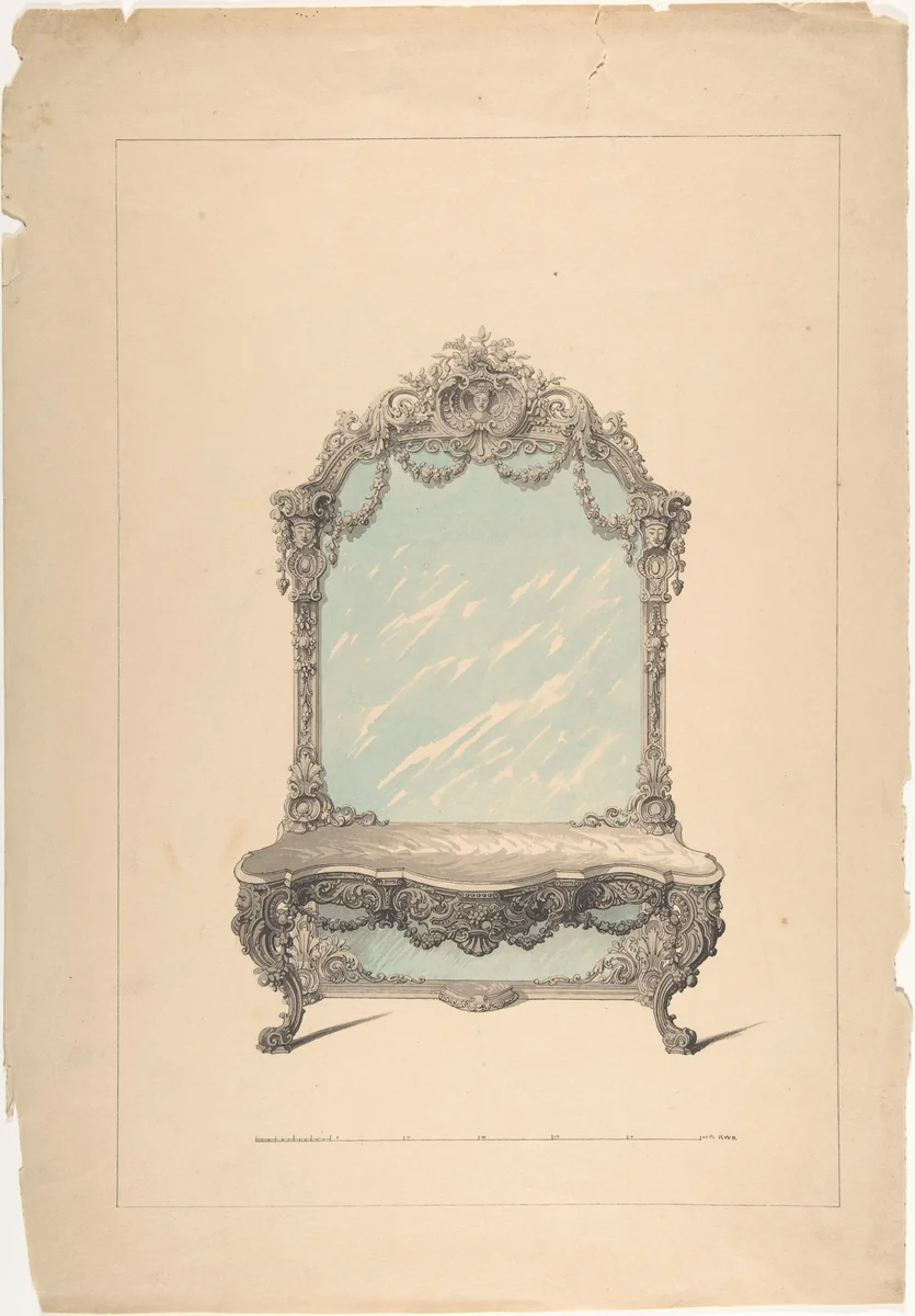 Design for Console Table by Robert William Hume, drawing, 1850-1904