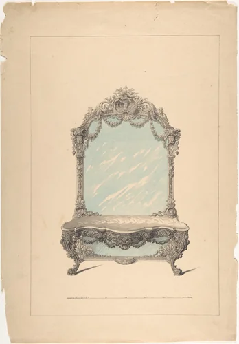 Design for Console Table by Robert William Hume, drawing, 1850-1904