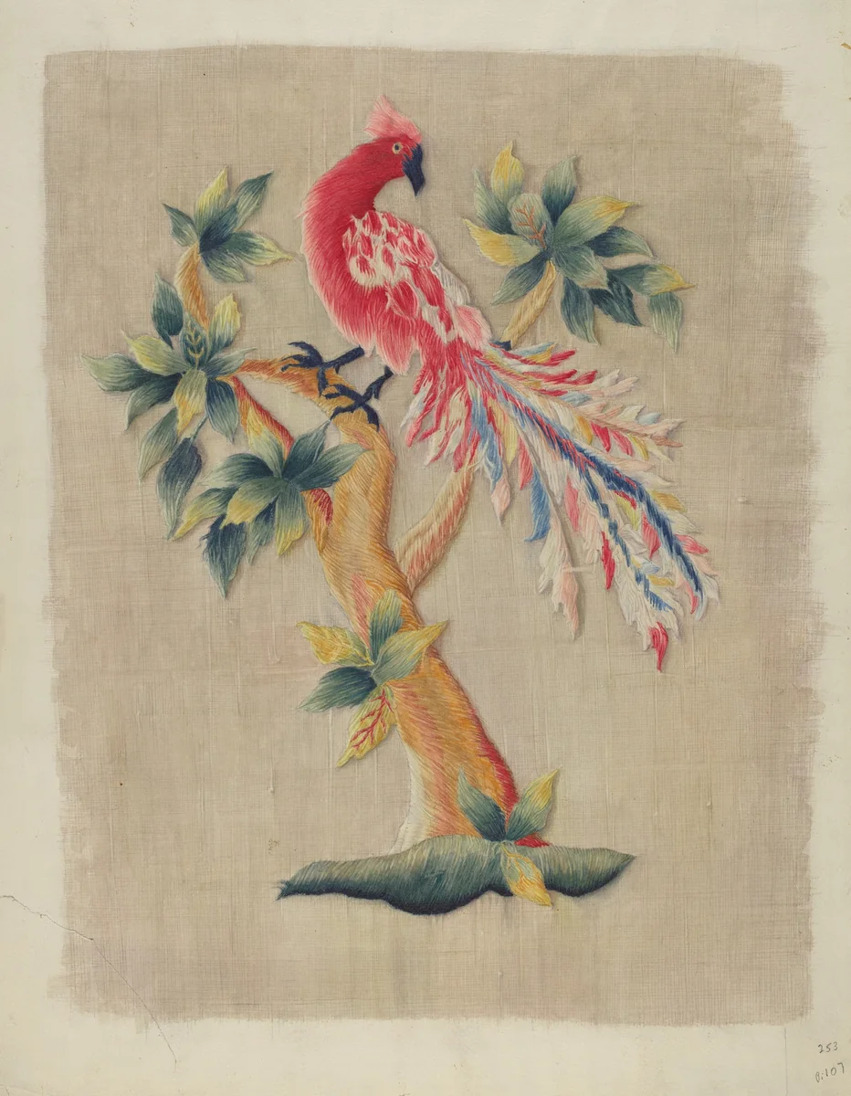 Section of Bed Curtain by Helen E. Gilman, index of american design, 1937