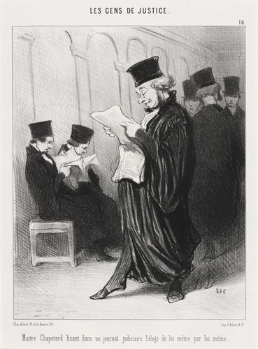 Maitre Chapotard lisant... l'éloge de lui-même... by Honoré Daumier, print, 1846