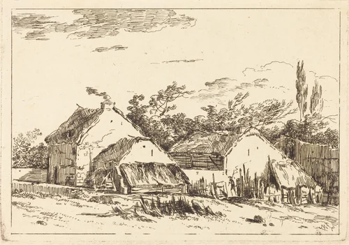 Two Barns by Louis Gabriel Moreau, print, 1740-1806