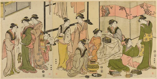 Around the Kotatsu by Katsukawa Shuncho, print, 1784-1794