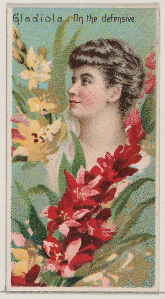 Gladiola: On the Defensive, from the series Floral Beauties and Language of Flowers (N75) for Duke brand cigarettes by American Tobacco Company, print, 1892
