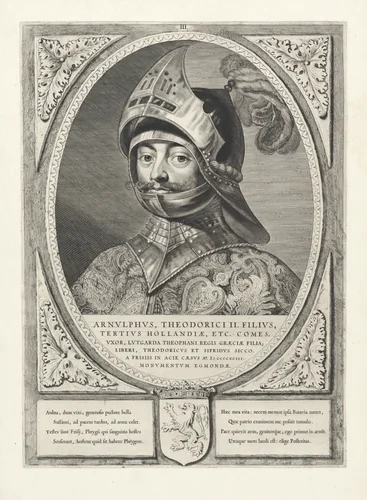 Portret van Arnulf, graaf van Holland by Cornelis Visscher, print, 1650