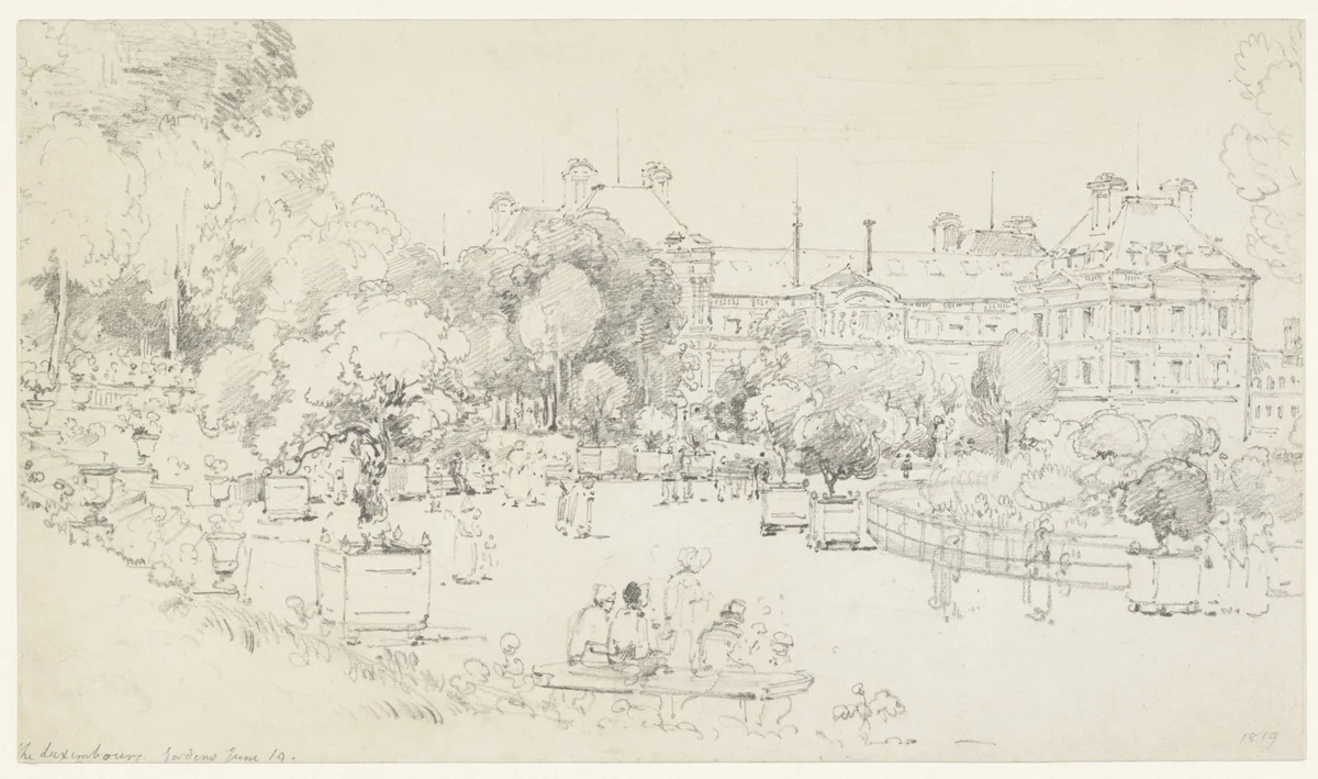 In de tuin van het Luxembourg, Parijs by Henry Edridge, drawing, 1819