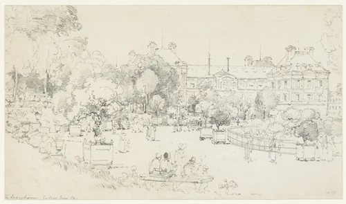In de tuin van het Luxembourg, Parijs by Henry Edridge, drawing, 1819