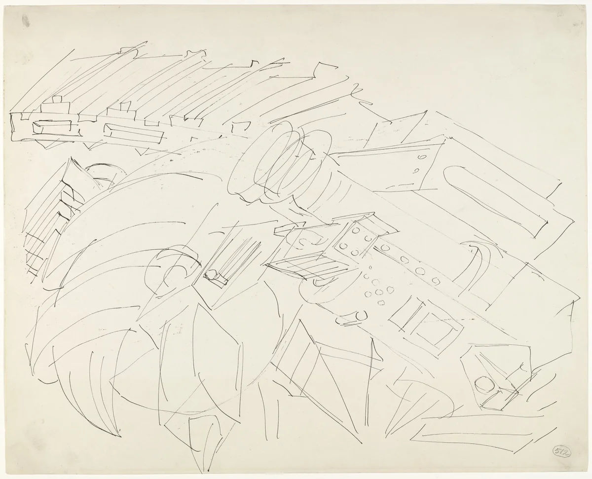 Study for Dive Bomber and Tank by José Clemente Orozco, drawing, 1940