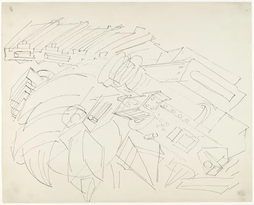 Study for Dive Bomber and Tank by José Clemente Orozco, drawing, 1940