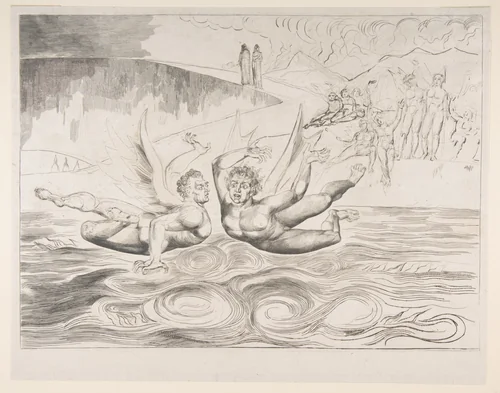 The Circle of Corrupt Officials: The Devils Mauling Each Other by William Blake, print, 1820-1832