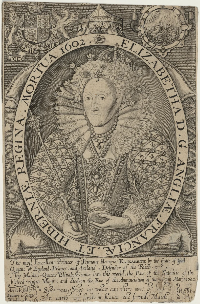 Queen Elizabeth by Renold Elstrack, print, 1571-1625