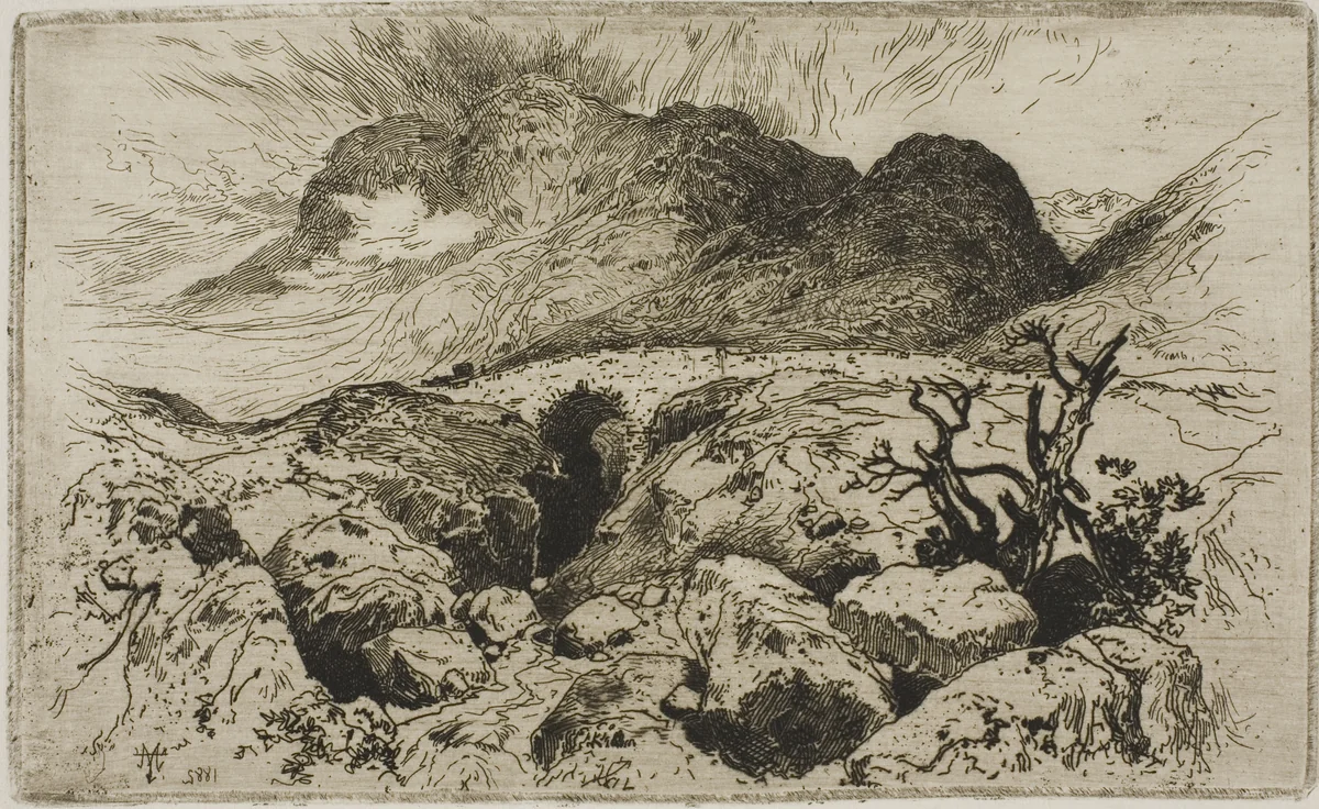 Bridge in the Pass of Glencoe by Thomas Moran, print, 1882