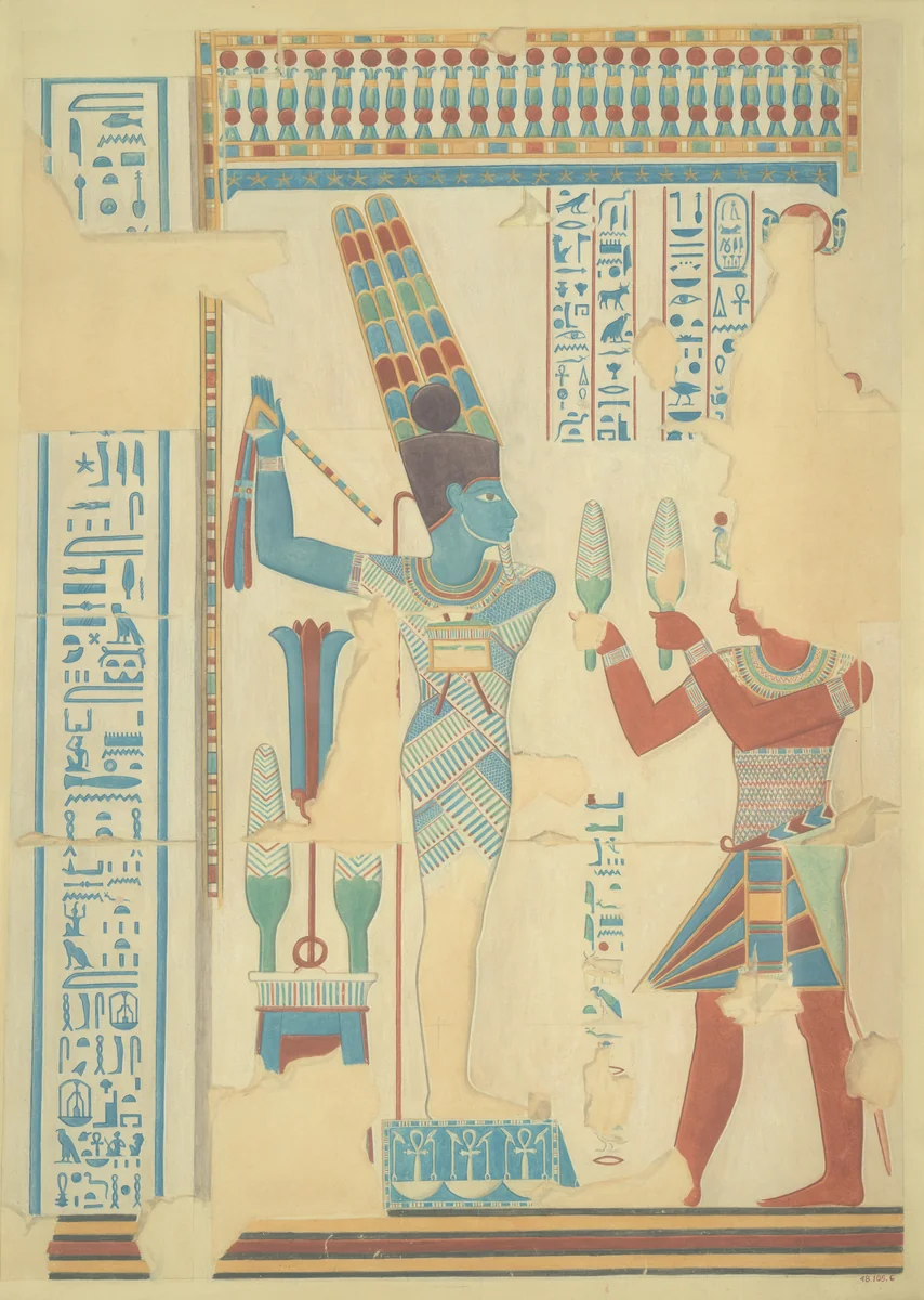 Darius I Offering to Amun, Temple of Amun at Hibis by Charles K. Wilkinson, artwork, -521