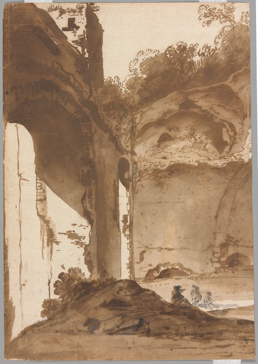 Villa of Maecenas at Tivoli by Bartholomeus Breenbergh, drawing, 1622-1632