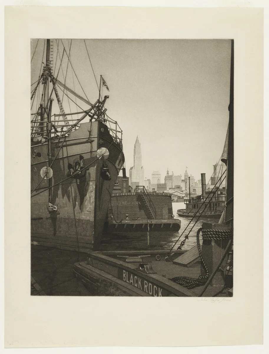 Early Morning, North River by John Taylor Arms, print, 1921