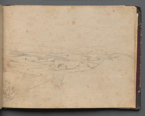 Album with Views of Rome and Surroundings, Landscape Studies, page 40a: Roman Landscape by Franz Nadorp, book, 1830-1870