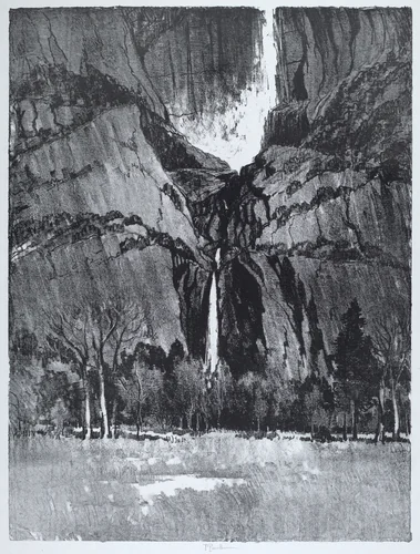 Lower Falls, Yosemite by Joseph Pennell, print, 1912