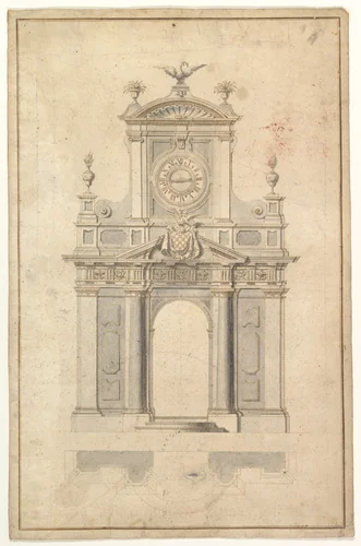 Design for an Entrance Arch by anonymous, drawing, 1600-1699