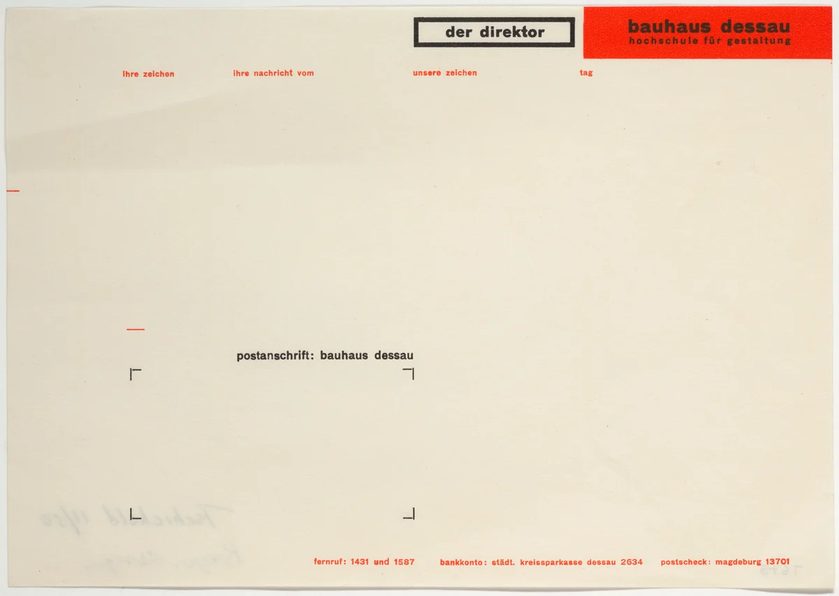 Der Direktor, Bauhaus Dessau, Hochschule für Gestaltung by Herbert Bayer, design, 1927