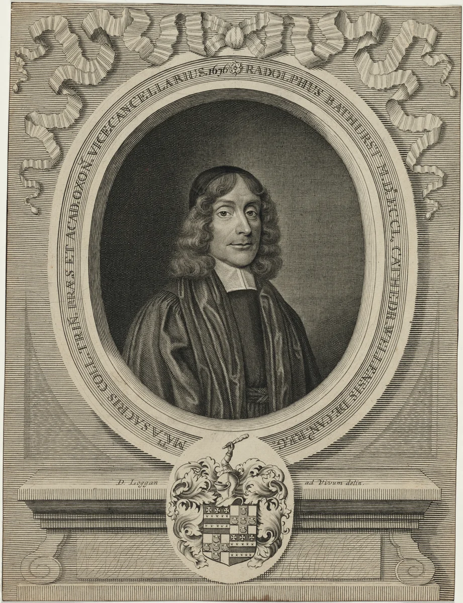 Ralph Bathurst, Dean of Wells and President of Trinity College, Oxford by David Loggan, print, 1635-1700