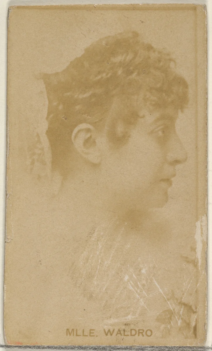 Mlle. Waldro, from the Actors and Actresses series (N45, Type 8) for Virginia Brights Cigarettes by Allen & Ginter, photograph, 1885-1891