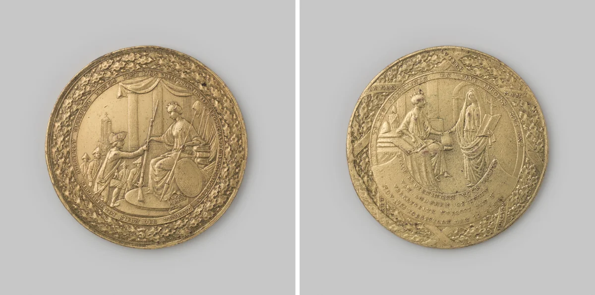 Op de wapening der burgers op 24 juni, de afschaffing van de stadhouderlijke recommandatiën op 11 augustus en de vrijheid van stedelijke bedieningen voor alle gezindten, 22 december 1783 te Utrecht by anonymous, metalwork, 1783