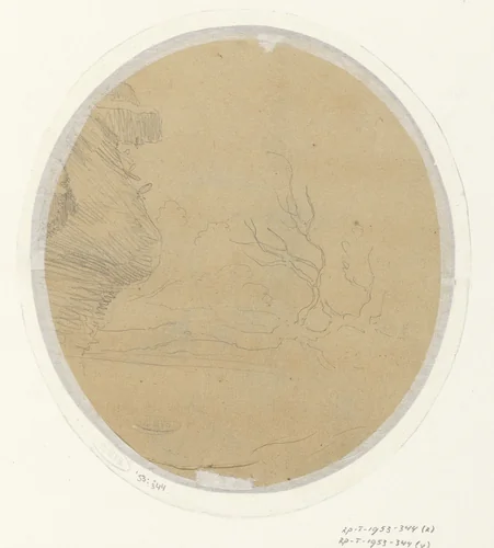 Landschap met ruïnes en een boom by Jean Jacques de Boissieu, drawing, 1746-1810