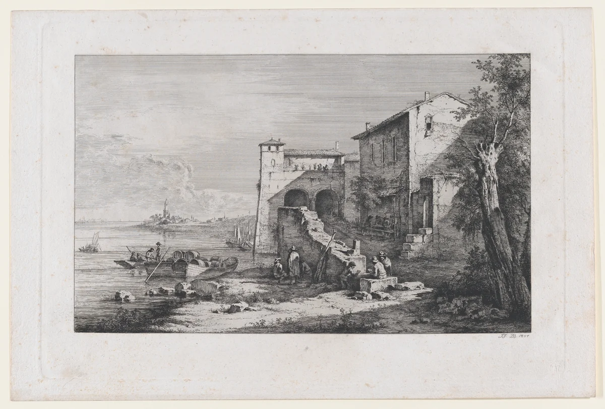 View of Old Customs House in Rome by Jean Jacques de Boissieu, print, 1807
